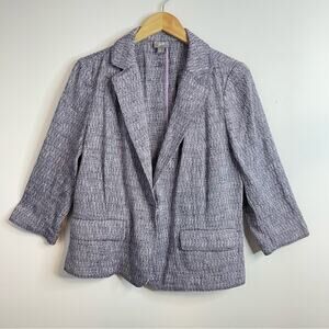 J Jill Lightweight Tweed Jacket Blazer Cotton Purple Lavender Iris womens 16